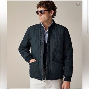 J.Crew Quilted flight jacket with PrimaLoft® in Dark Petrol Medium NEW